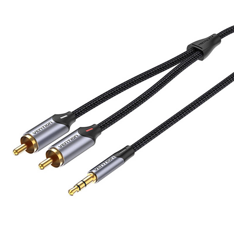Audio kabelis 2xRCA uz 3.5mm Vention BCNBI 3m (pelēks)