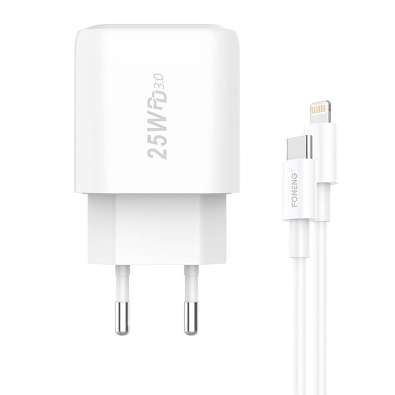 Ātrais lādētājs Foneng 1x USB EU40 25W + USB C uz Lightning kabelis