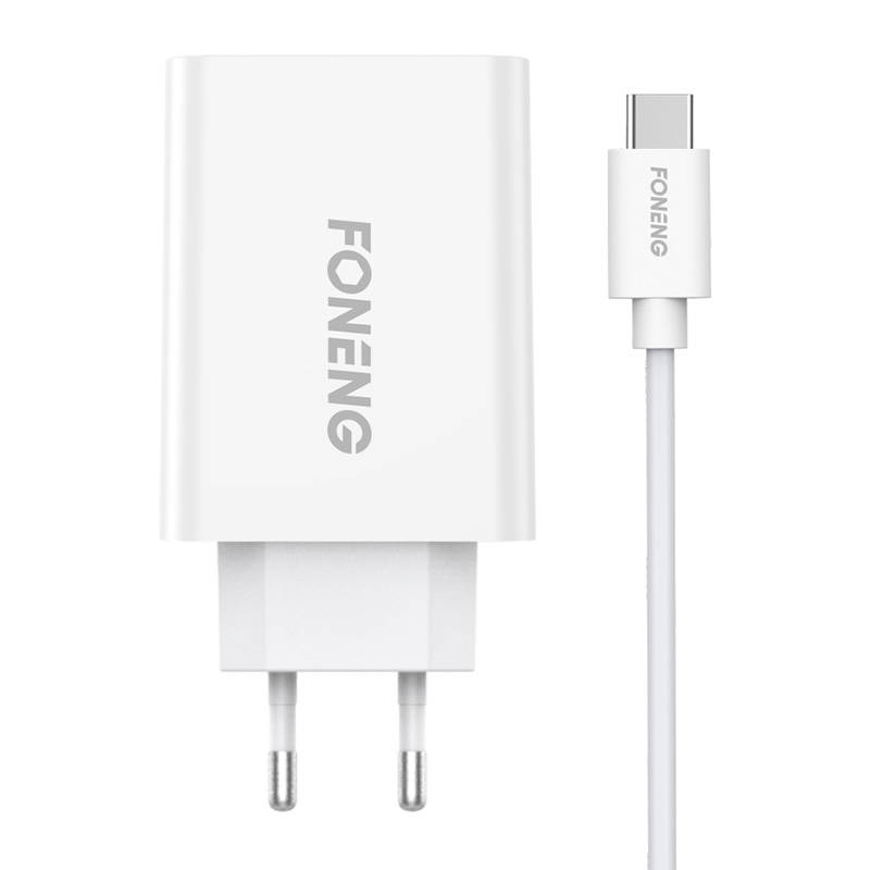 Ātrais lādētājs Foneng 1x USB EU43 10.5W + USB Type C kabelis