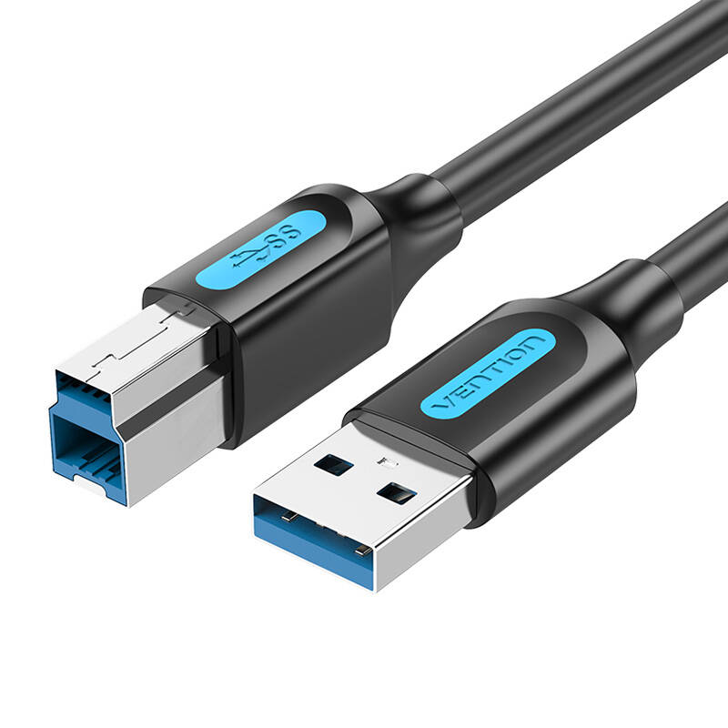 USB 3.0 A uz B drukas kabelis Vention COOBI 2A 3m melns PVC