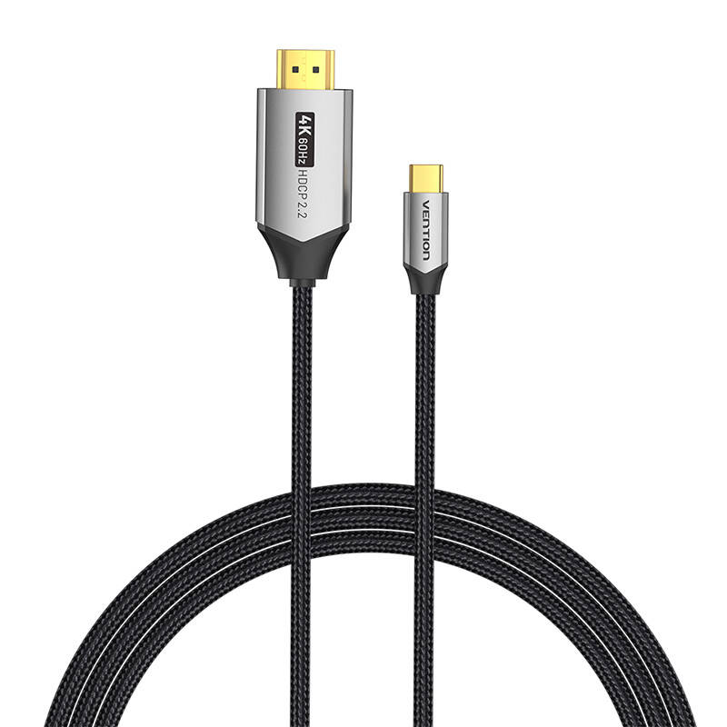 USB-C uz HDMI 2.0 kabelis Vention CRBBG, 1,5 m, 4K 60Hz (melns)