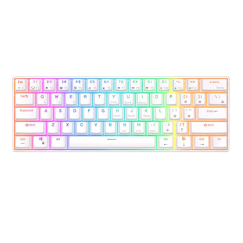 Royal Kludge RK61 RGB mehāniskā tastatūra, sarkanais slēdzis (balta) (QWERTY)