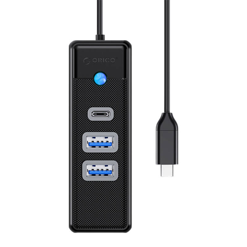 Orico Hub USB-C uz 2x USB 3.0 + USB-C, 5 Gbps, 0.15m (melns)