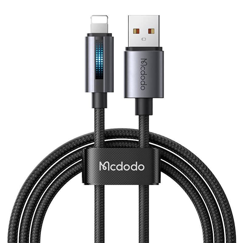 Mcdodo CA-5660 USB-A uz Lightning kabelis ar mirgojošu gaismu 1.2m (melns)