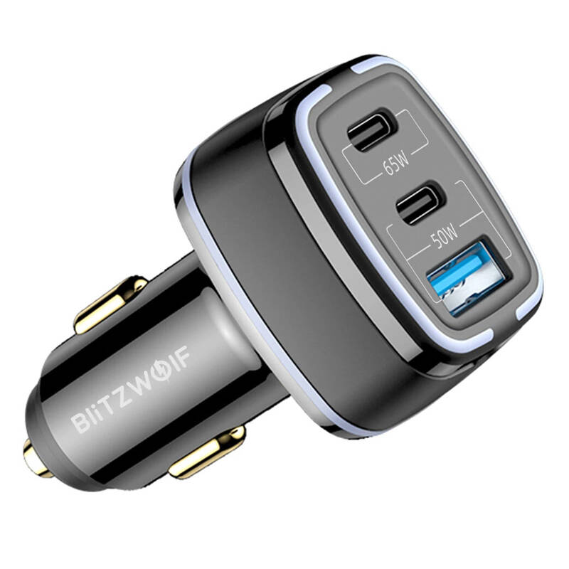 BlitzWolf BW-BC4 115W 3-Port USB PD auto lādētājs
