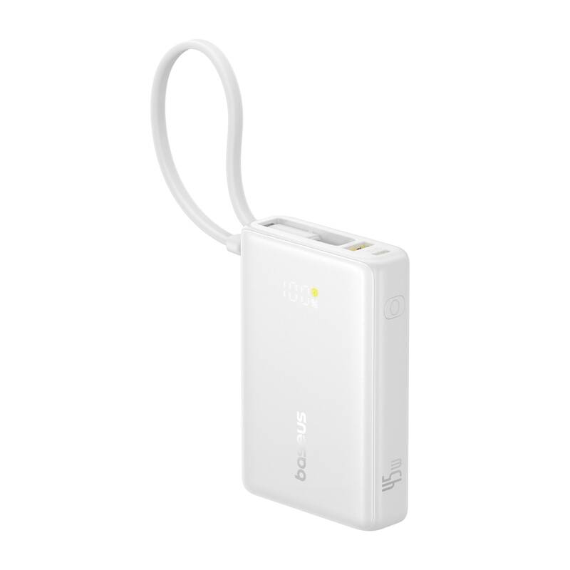 Portatīvais lādētājs Baseus PicoGo ar digitālo indikatoru 10000mAh 45W (balta)