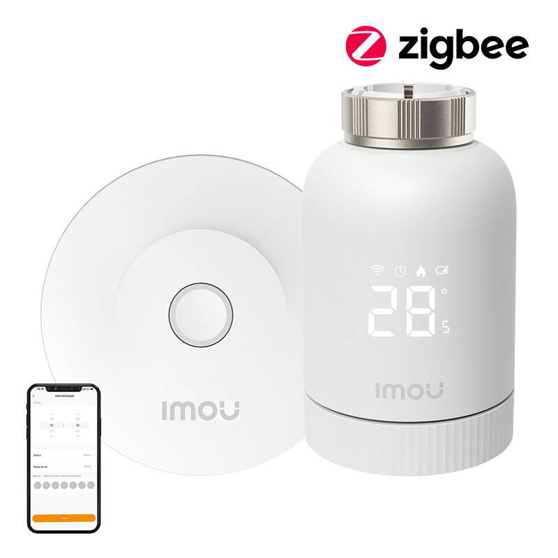 ZigBee termostatiskās galvas komplekts IMOU KIT-TRV1-EU-2 ar 6 adapteriem un vārteja