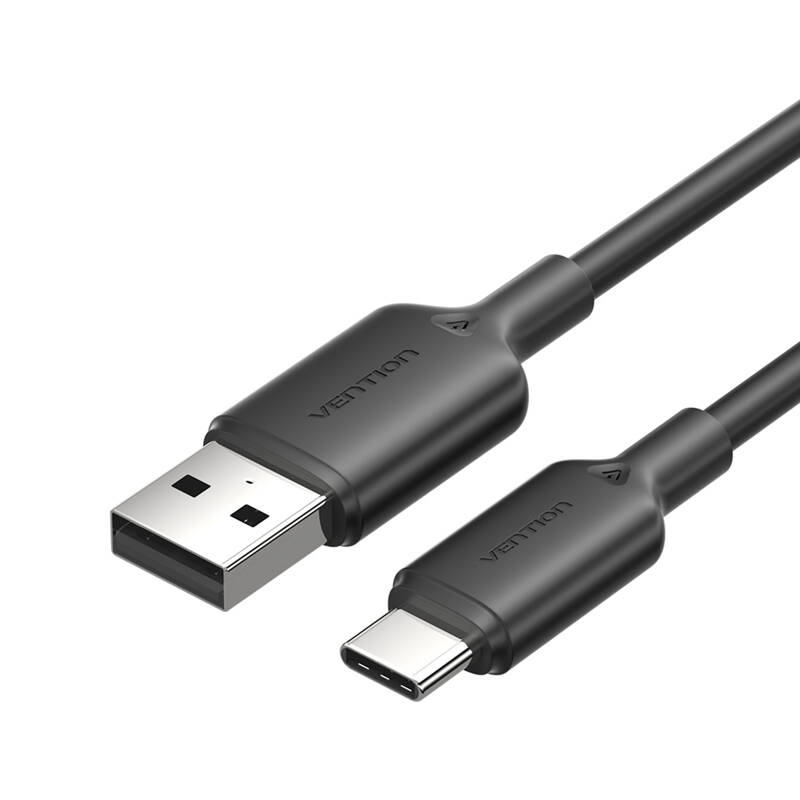 USB 2.0 A uz USB-C 3A kabelis Vention CTQBH 2M (melns)