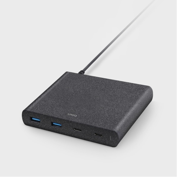 HUB Uniq Surge LITHOS Collective 90W 2xUSB-A QC 3.0 / 2xUSB-C PD 3.0 - melns