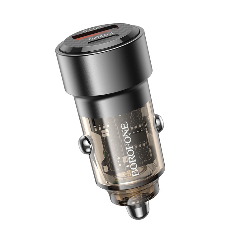 Auto lādētājs Borofone BZ20 PD20W+QC3.0 38W melns