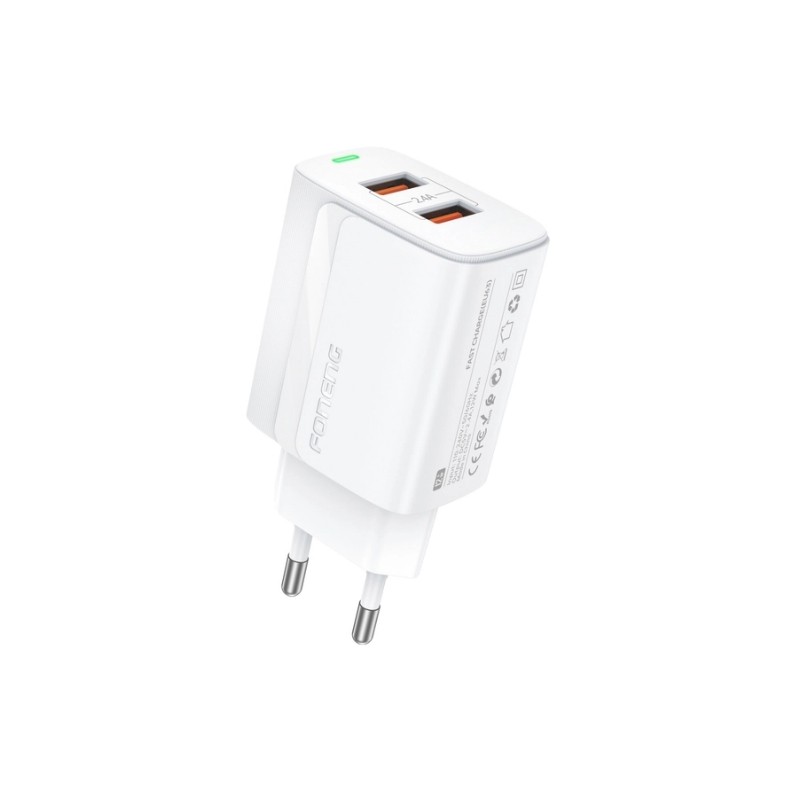 Lādētājs Foneng EU63 2.4A 2xUSB-A balts