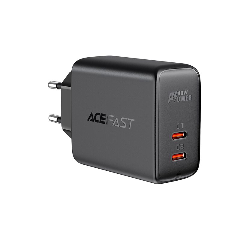 Acefast lādētājs 2x USB Type C 40W, PPS, PD, QC 3.0, AFC, FCP melns (A9 melns)