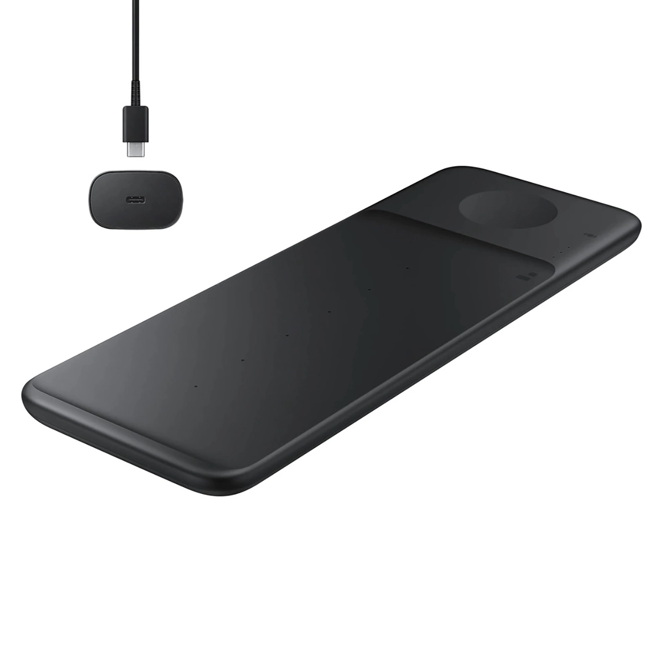 Samsung Trio EP-P6300TBEGEU 3in1 indukcijas lādētājs tālrunim / Galaxy Watch / Buds – melns + tīkla lādētājs + kabelis