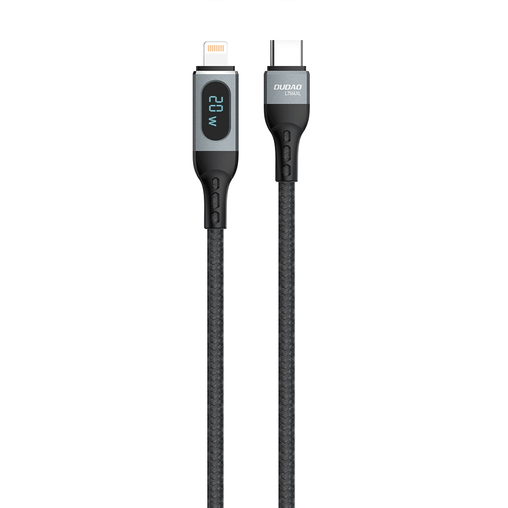 Dudao USB Type C - Lightning ātrās uzlādes PD 20W 1m kabelis melns (L7MaxL)