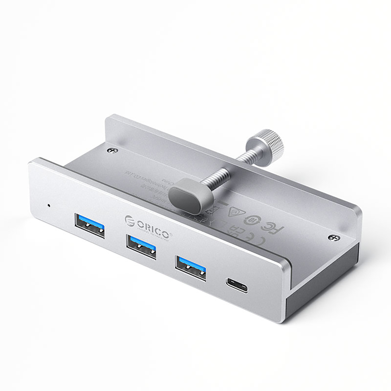 Orico MH4PC Centrmezgls ar USB-C / 3x USB-A 3.0 + 1x USB-C 3.0 - sudraba krāsā