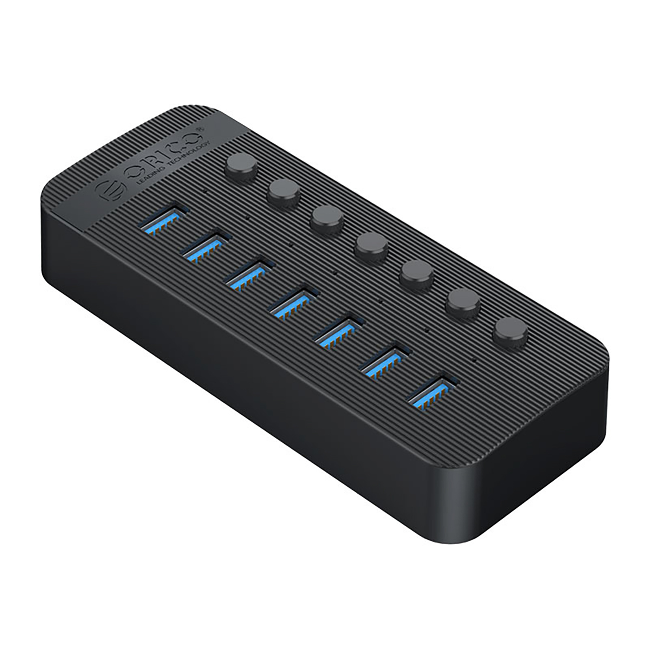 Orico CT2U3-7AB 7x USB-A 3.0 centrmezgls ar slēdžiem - melns