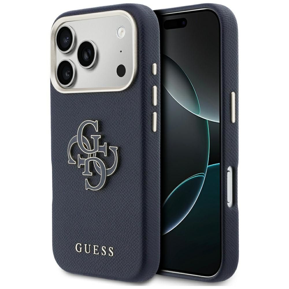 Guess HC PU FW RESIN LOGO BLUE futrālis iPhone 17 Pro 6,3"