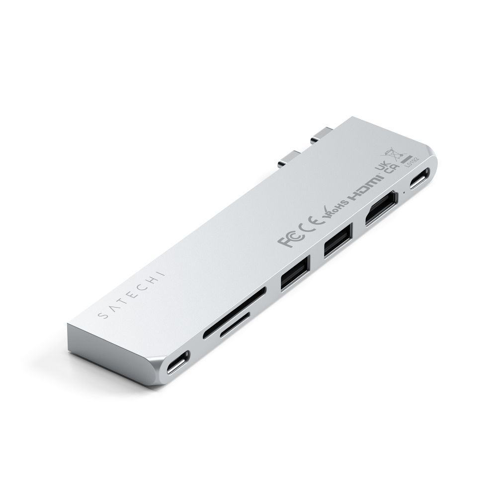 Adapteris HUB 7in1 2 x USB C Satechi Pro HUB Slim ST-HUCPHSS priekš MacBook silver