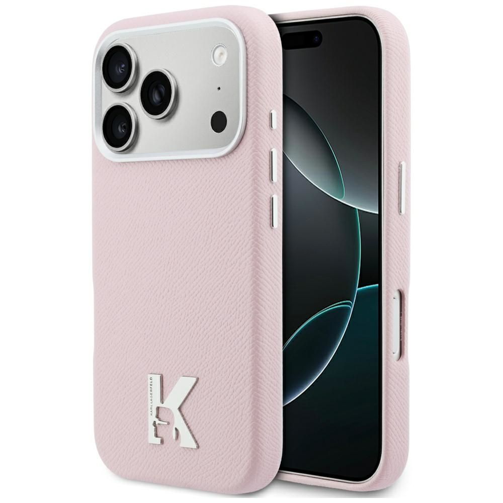 Karl Lagerfeld Karl Head Logo MagSafe futrālis iPhone 17 Pro - Rozā krāsā