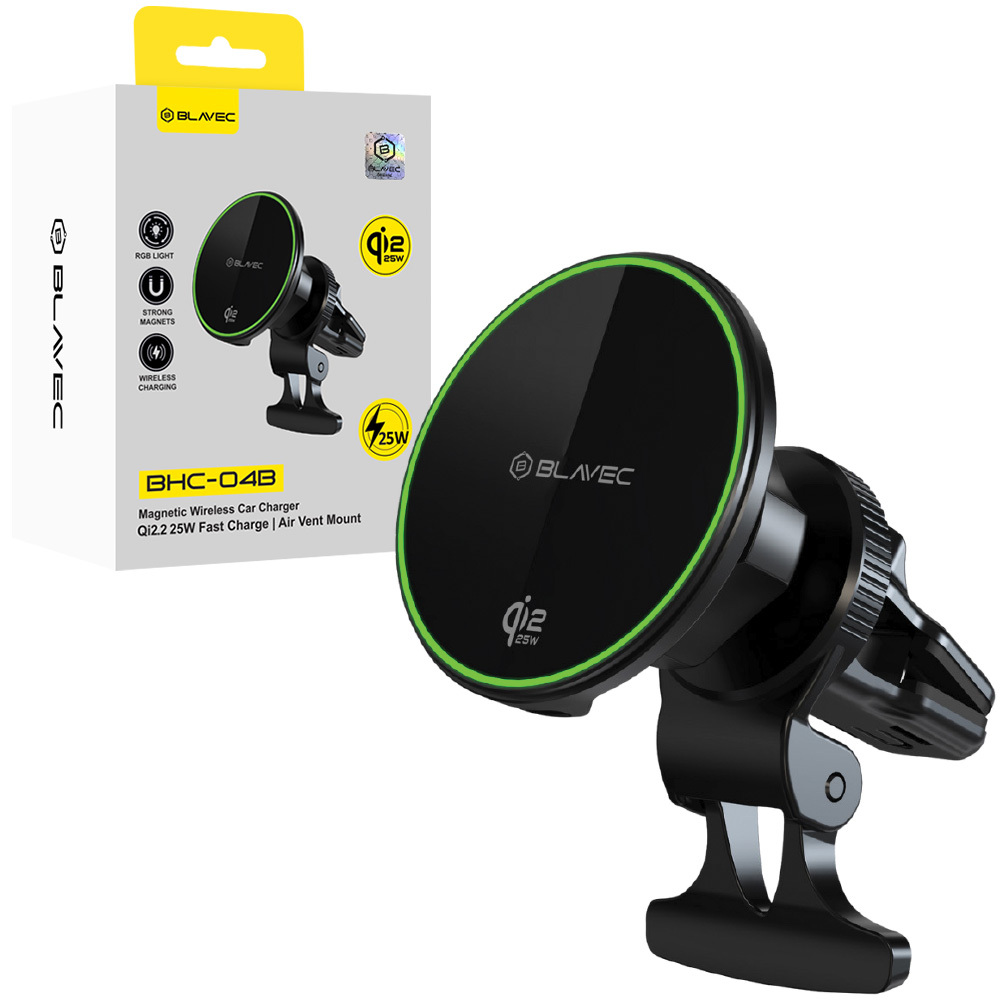 Blavec Car holder BHC-04B Qi2.2 25W magnetic with induction charging to airvent (BHC04B-MAVIB) black