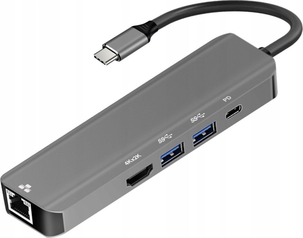 Adapteris HUB 5in1 USB C ART OEM-C15-1 sudraba