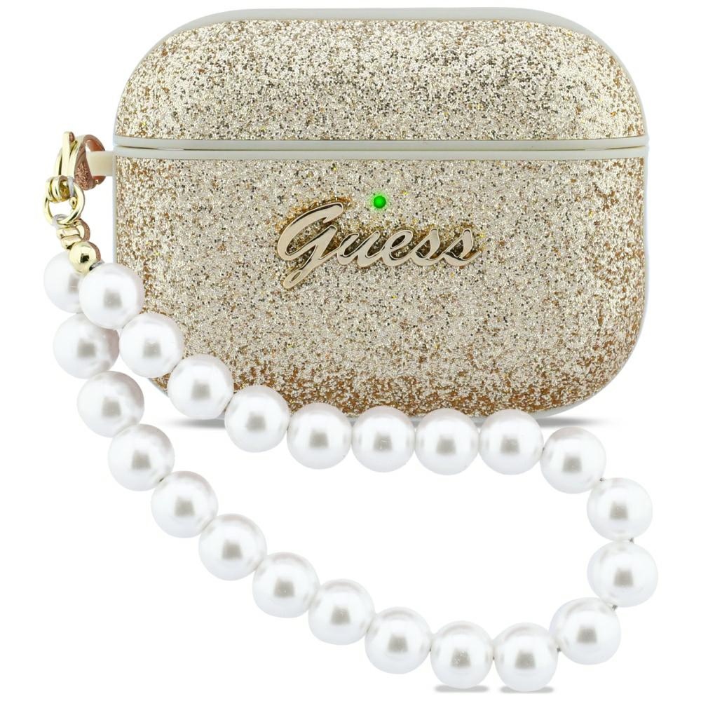 Guess Glitter Pearl Siksniņa Maciņš for AirPods Pro 3 - zelta