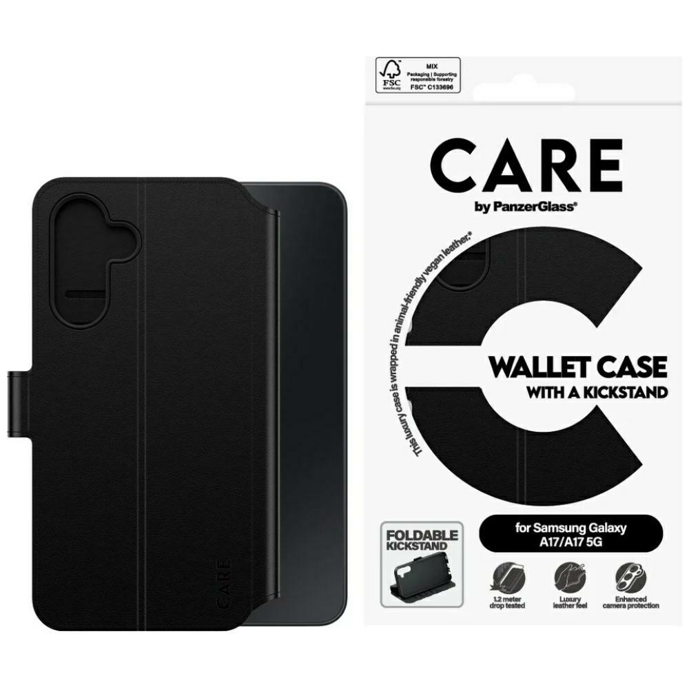 CARE by PanzerGlass Wallet Case M. Kickstand for Samsung Galaxy M17 5G / A17 / A17 5G - Black