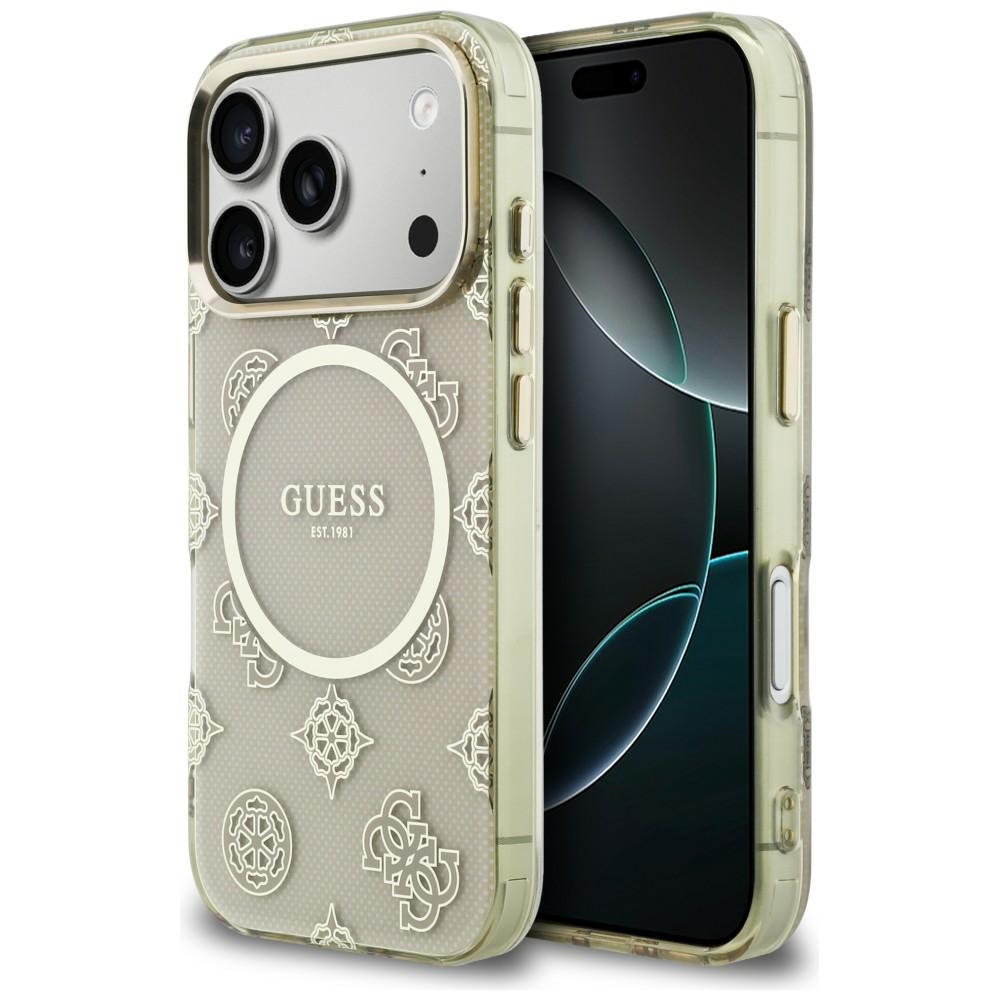Guess IML Peony Dot MagSafe Maciņš for iPhone 17 Pro - bēšs