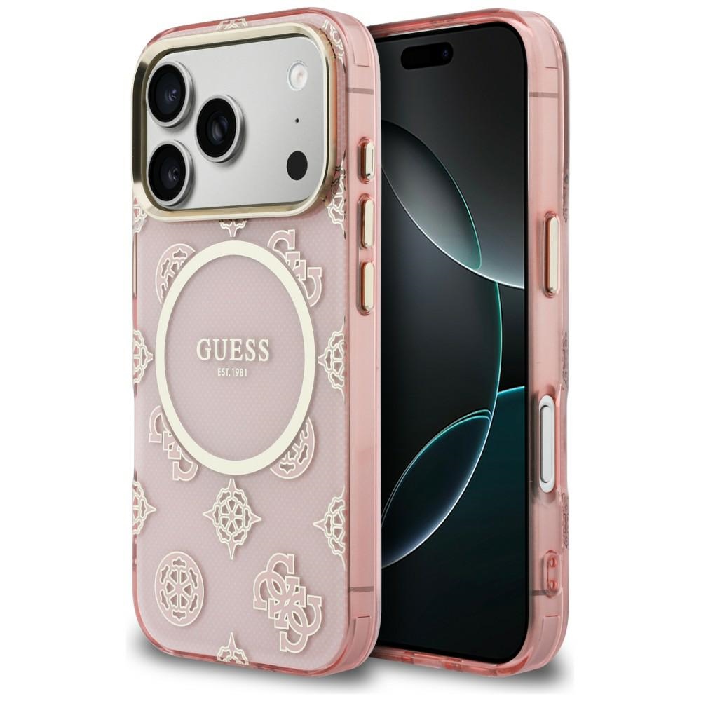 Guess IML Peony Dot MagSafe maciņš for iPhone 17 Pro - rozā