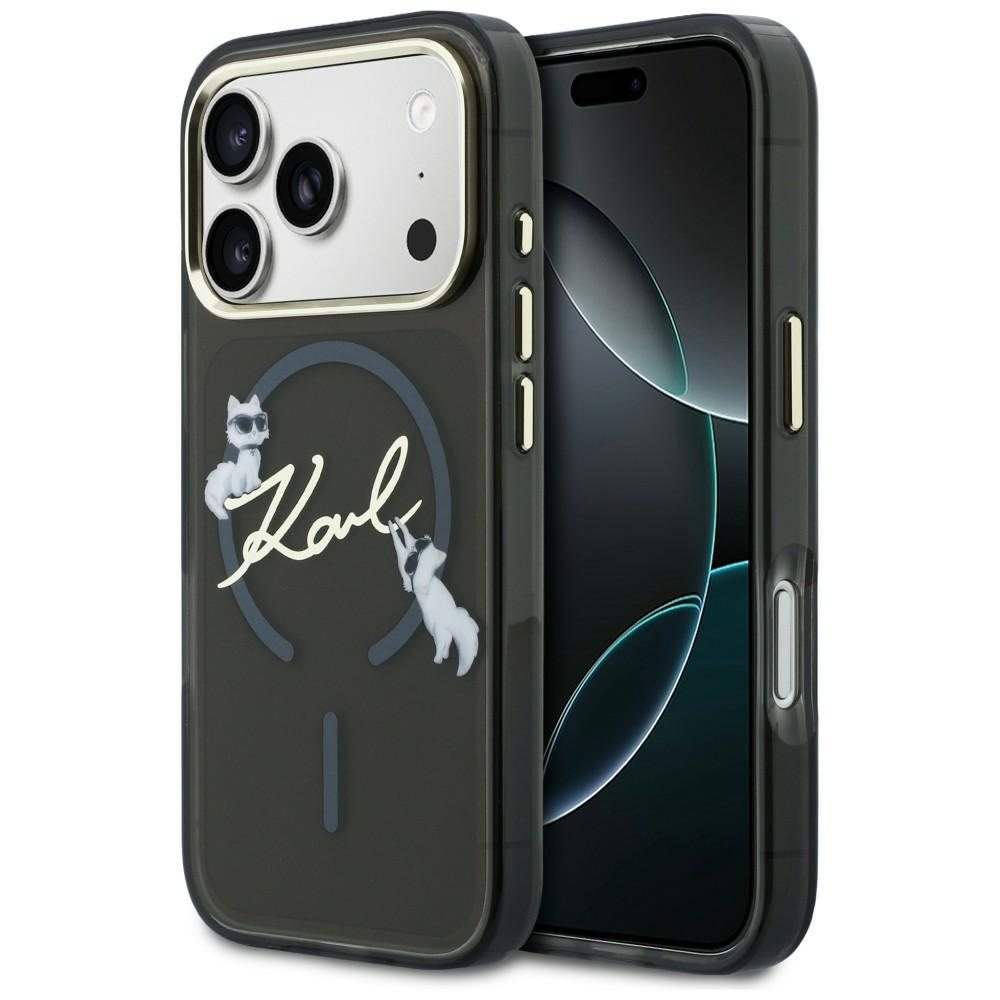 Karl Lagerfeld IML Choupettes Karl Script Logo MagSafe Maciņš for iPhone 17 Pro Max - melns