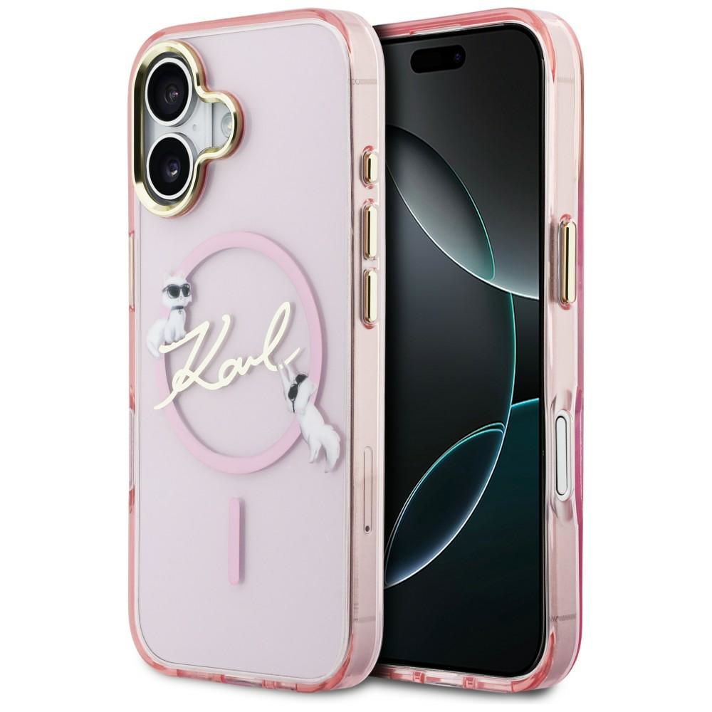 Karl Lagerfeld IML Choupettes Karl Script Logo MagSafe iPhone 17 Maciņš - rozā