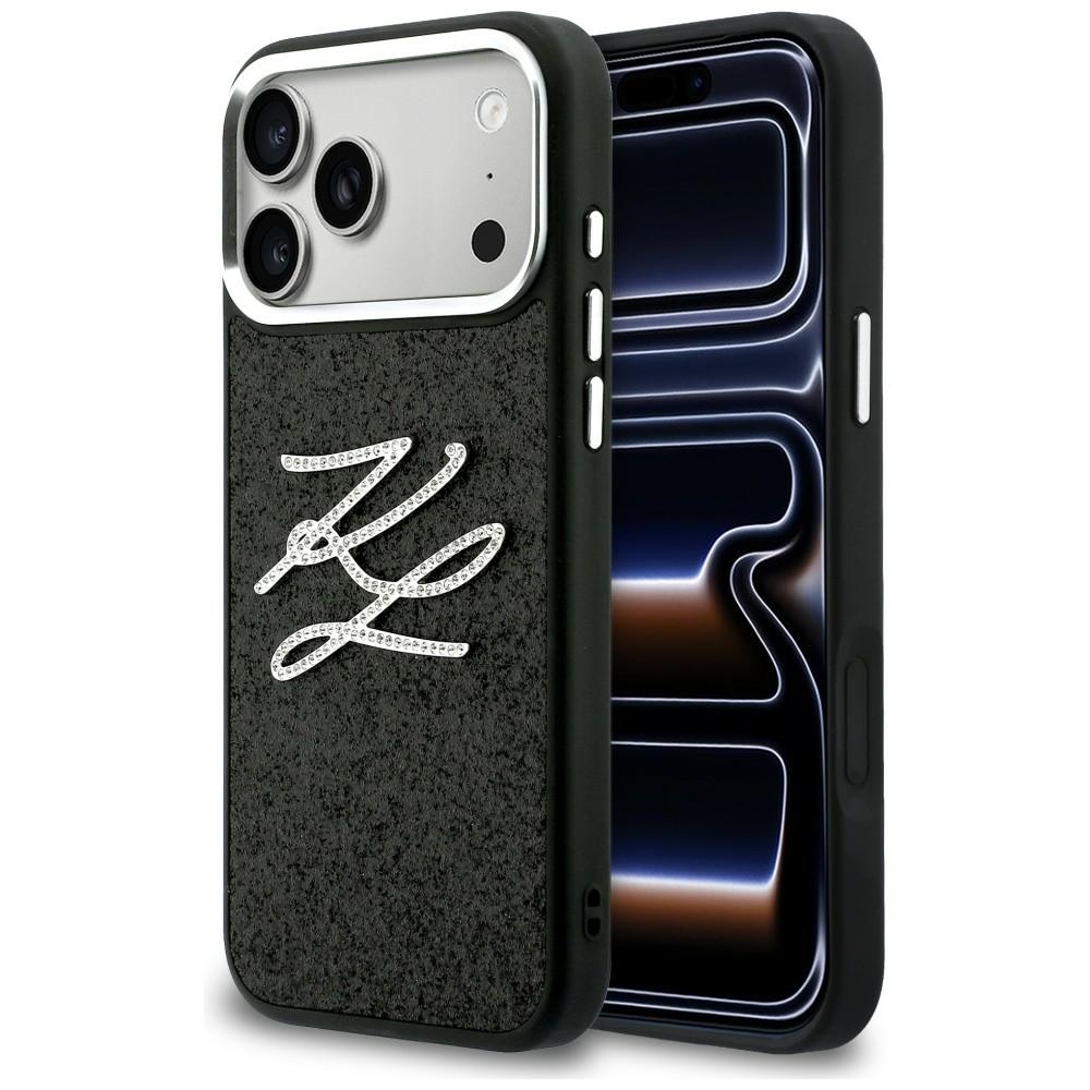 Karl Lagerfeld IML Glitter KL Diamond Logo Maciņš for iPhone 17 Pro Max - melns