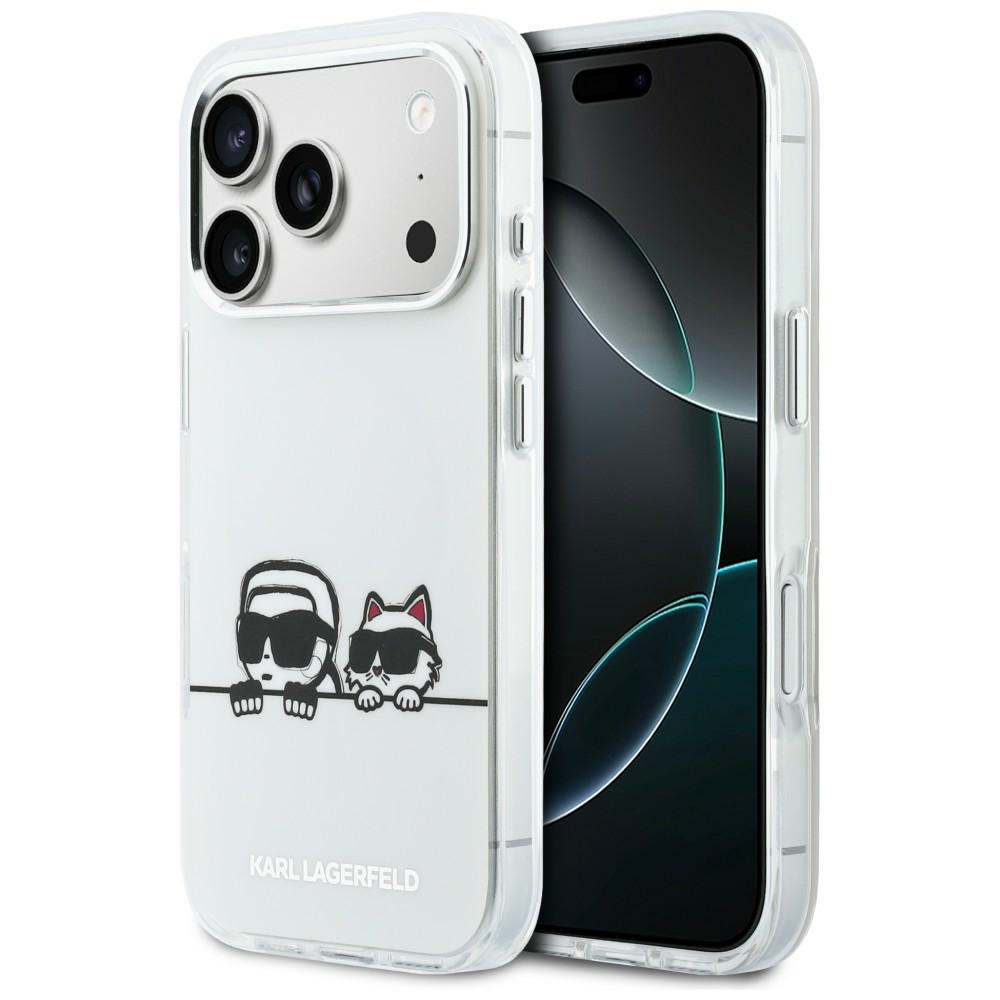 Karl Lagerfeld IML Karl & Choupette Peekaboo Logo MagSafe Maciņš for iPhone 17 Pro Max - balts