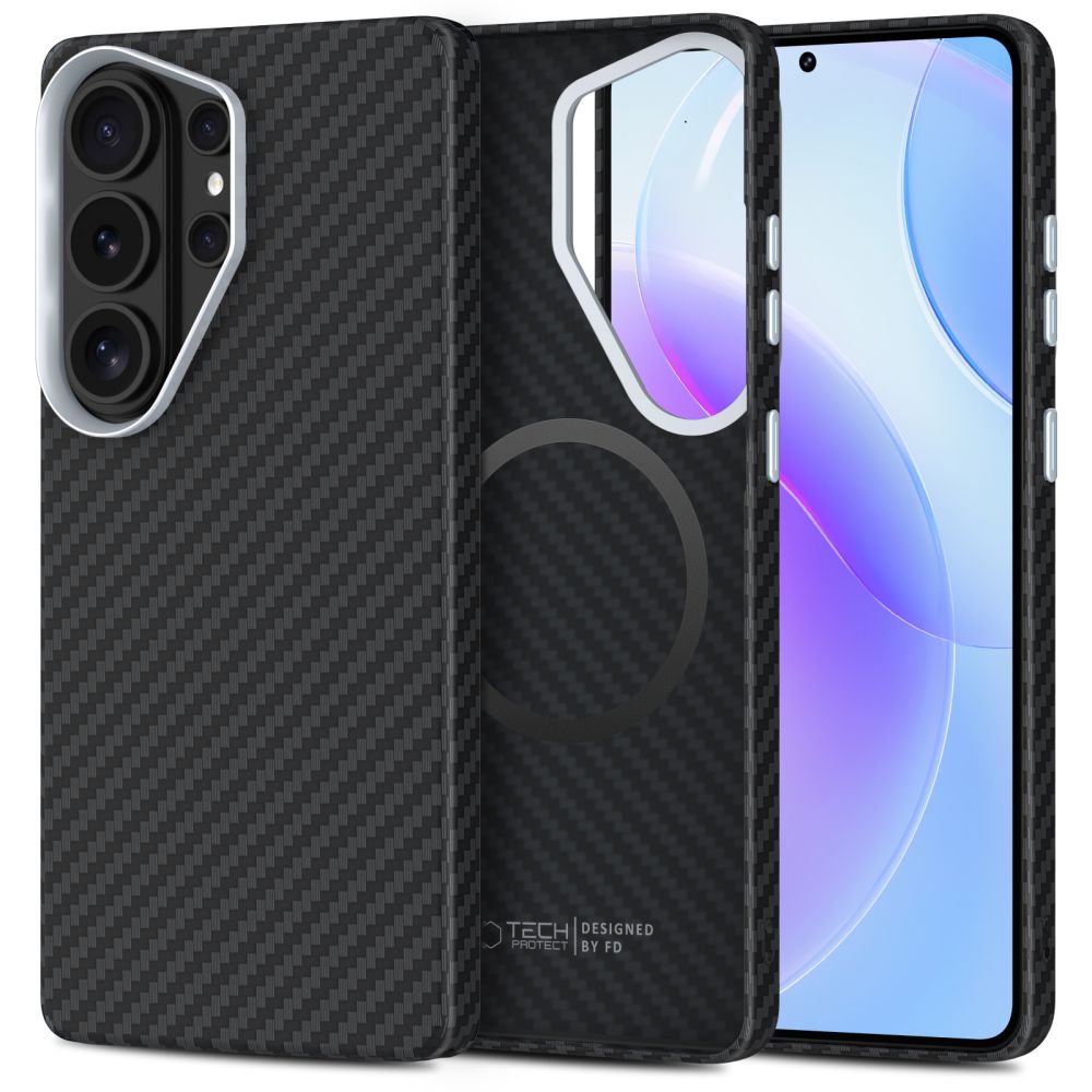 Tech-Protect Ion Carbon MagSafe Maciņš for Samsung Galaxy S26 Ultra - melns and sudraba