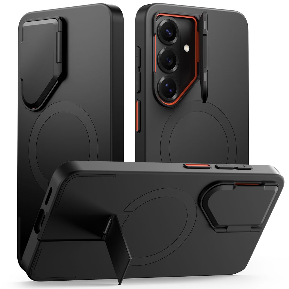 Tech-Protect Kevlar Aura MagSafe Maciņš for Samsung Galaxy S26 - melns and oranžs