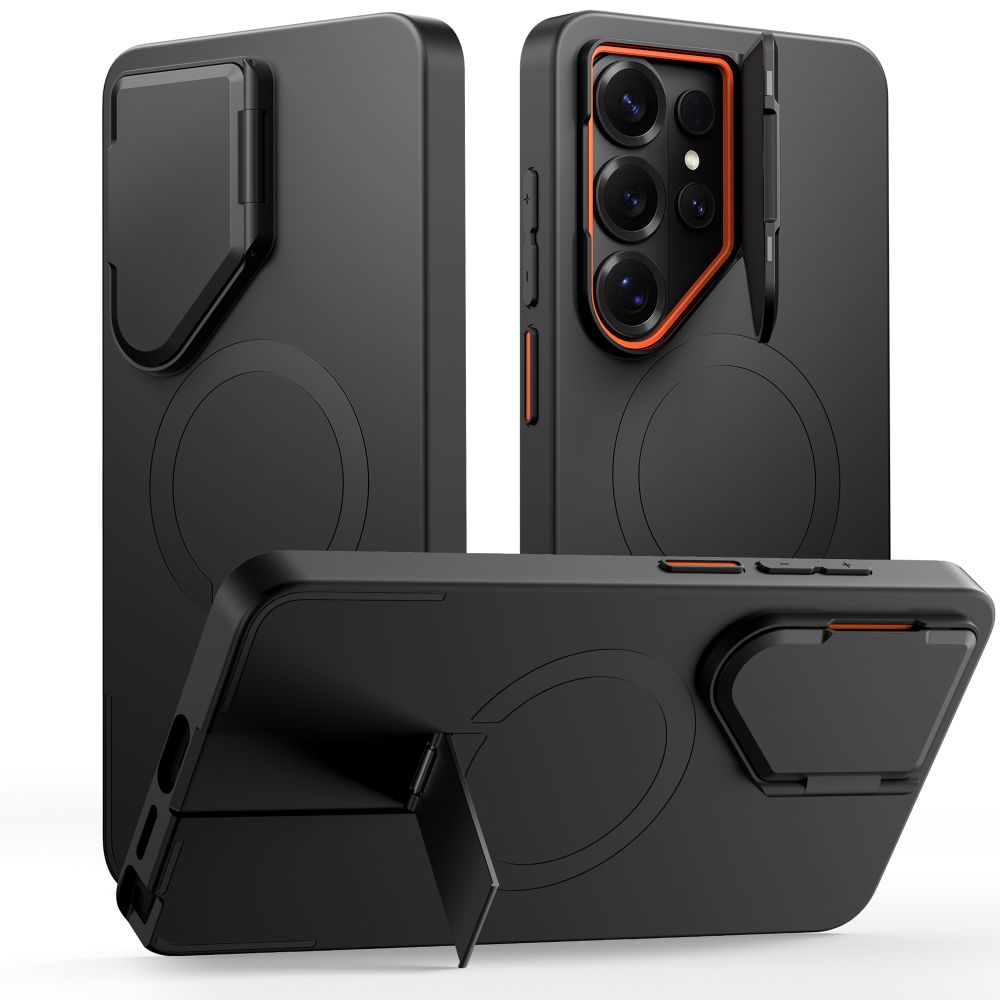 Tech-Protect Kevlar Aura MagSafe Maciņš for Samsung Galaxy S26 Ultra - melns and oranžs