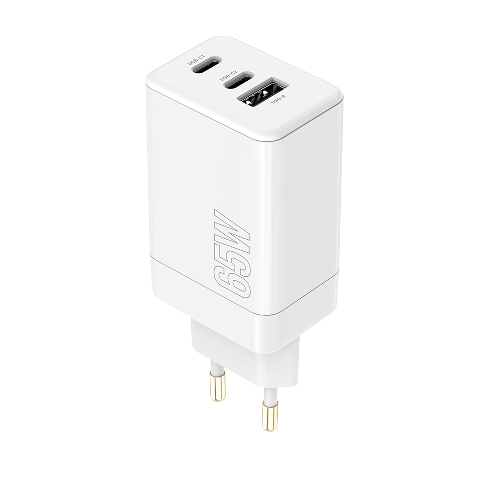 Maxlife MXTC-08-65ACC PD QC lādētājs 2x USB-C 1x USB 65W balts