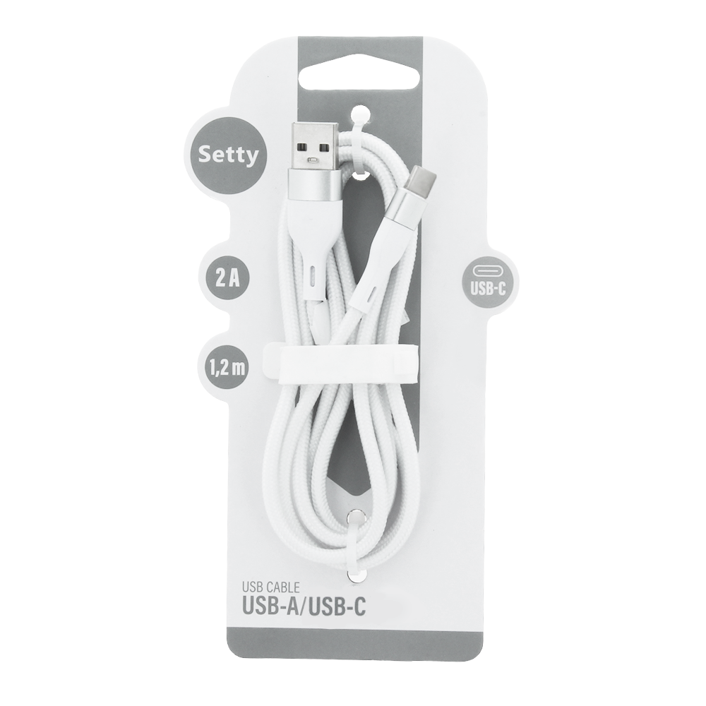 Setty USB - USB-C kabelis 1,2 m 2A KSA-C-1.220 balts
