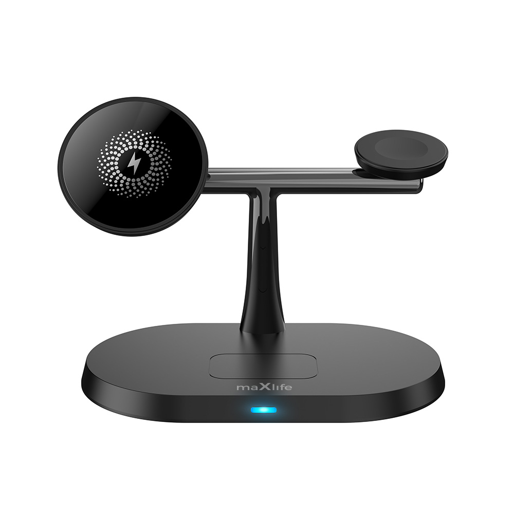 Maxlife MXWC-03 magnētiskais bezvadu lādētājs 15W melns 3v1