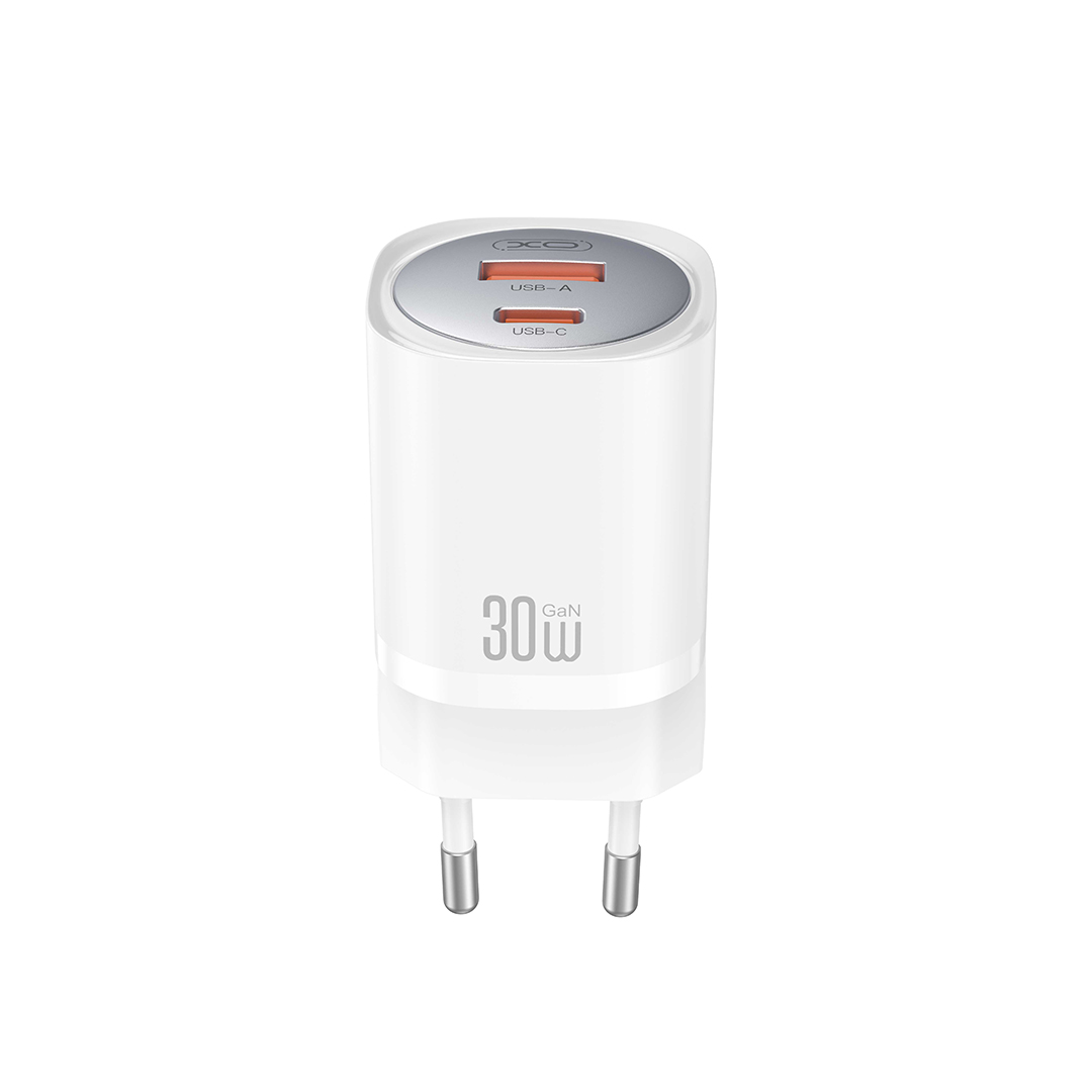 XO sienas lādētājs CE21 PD 30W 1x USB-C 1x USB balts