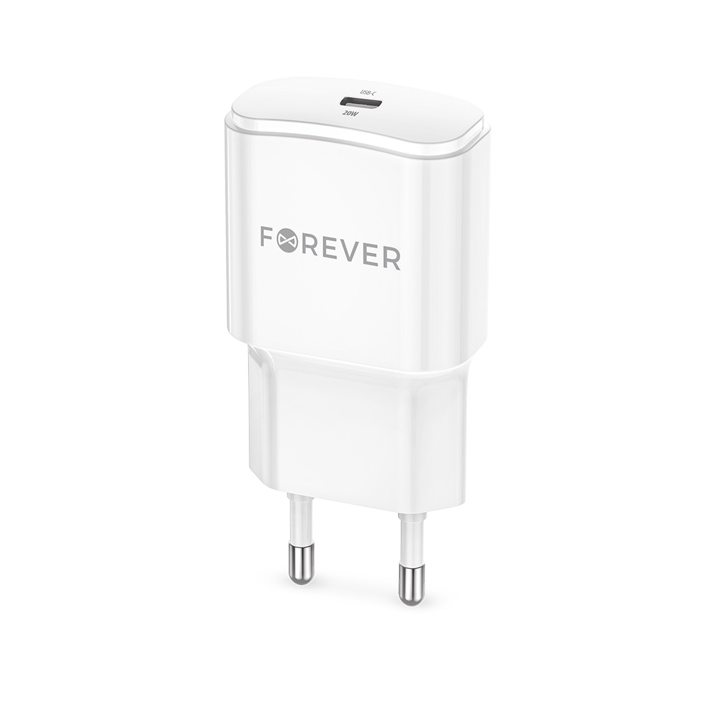 Forever TC-01-20C PD QC lādētājs 1x USB-C 20W balts