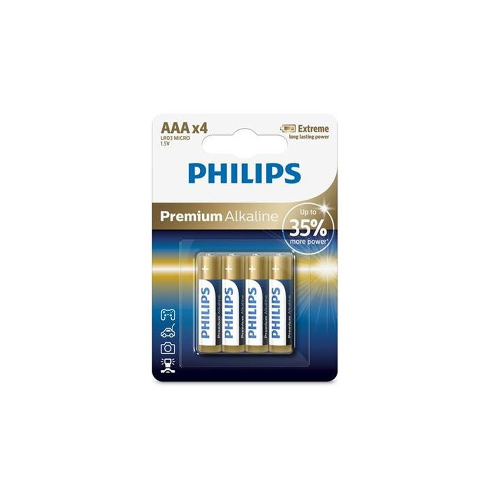 Akumulators PHILIPS AAA LR03 4gab blisteris Premium Alkaline