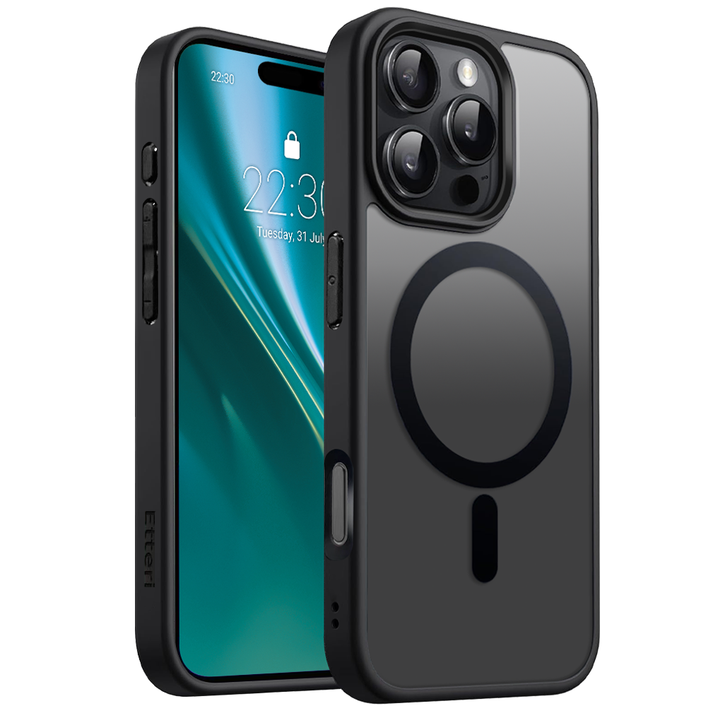 Etteri Matt Mag korpuss priekš iPhone 16 Pro 6,3" melns