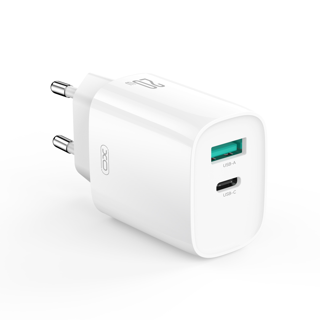 XO wall lādētājs CE29 PD 20W 1x USB-C 1x USB balts