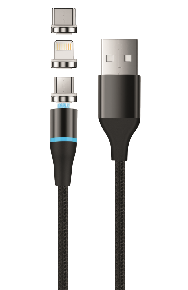 Setty magnētiskais kabelis DT 3in1 2,5A 1,0 m KBM-01 melns JO