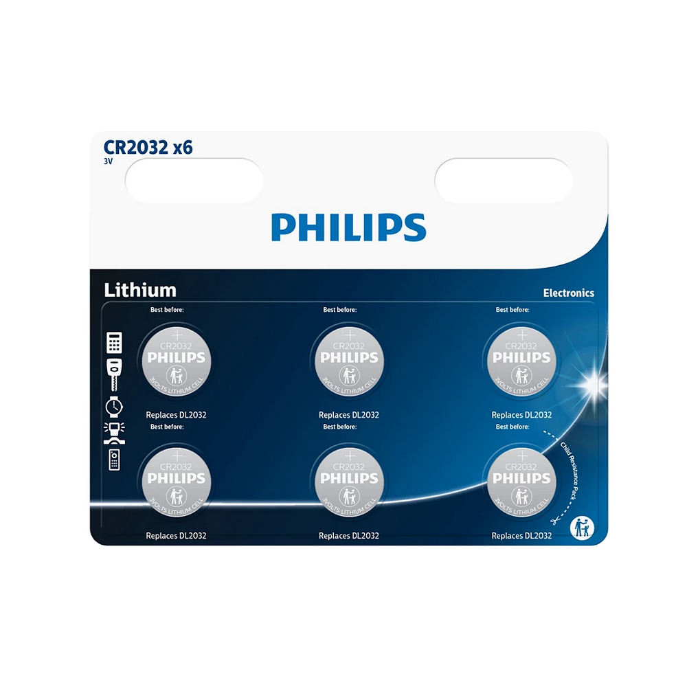 Baterija PHILIPS CR2032 Lithium 6pc Blister