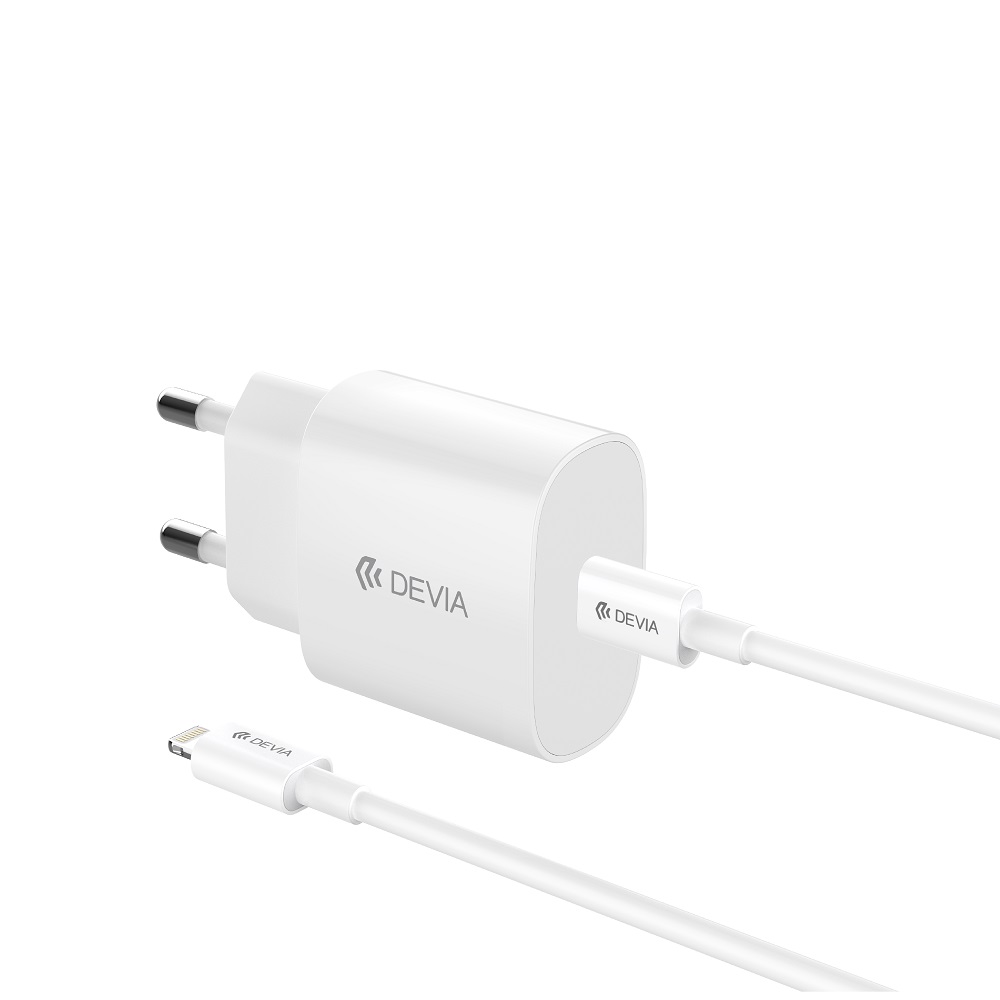 Devia wall lādētājs Rocket PD 20W 1x USB-C balts + kabelis USB-C - Lightning