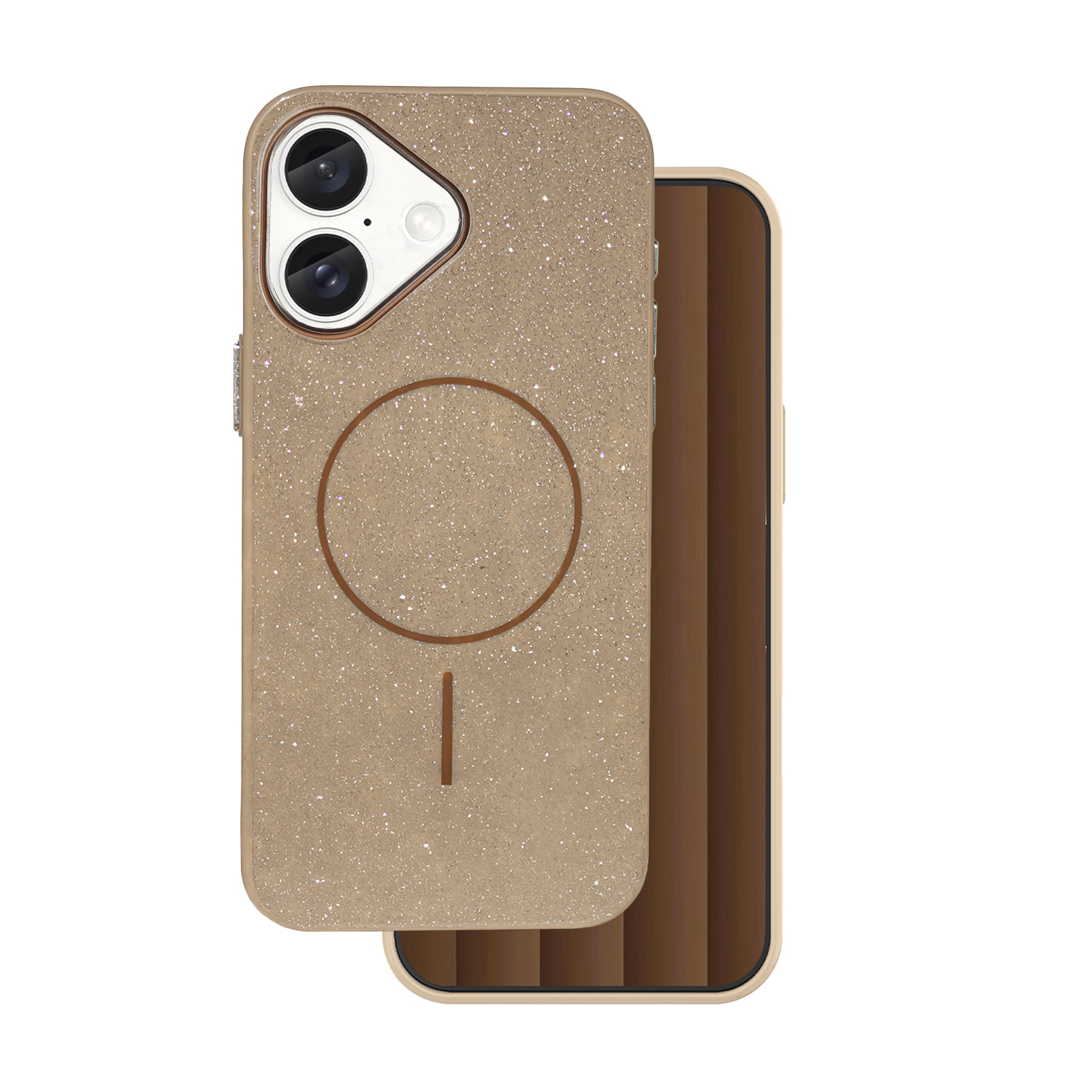 Glitter Thin Mag case for iPhone 16e / 17e brown