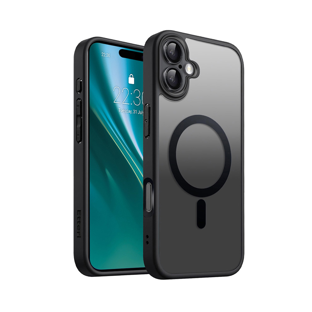 Etteri Matt Mag korpuss priekš iPhone 16 6,1" melns