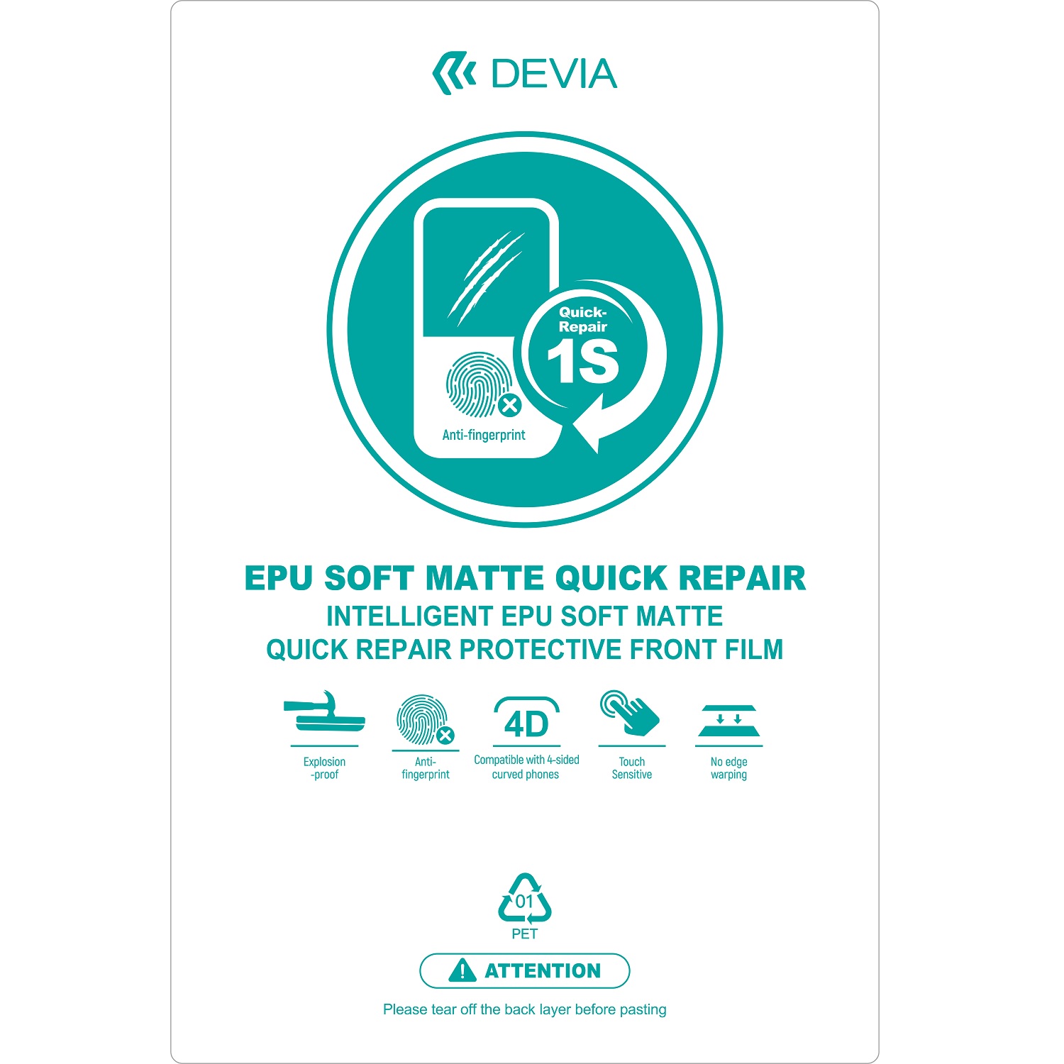 Devia Komplekts foil EPU quick repair matt for cutting machine 20pcs for smartphone LCD